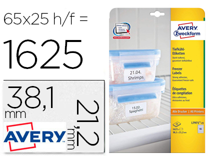 ETIQUETAS ADH.IMPR.AVERY A4 BLANCA ESPECIAL CONGELADOR